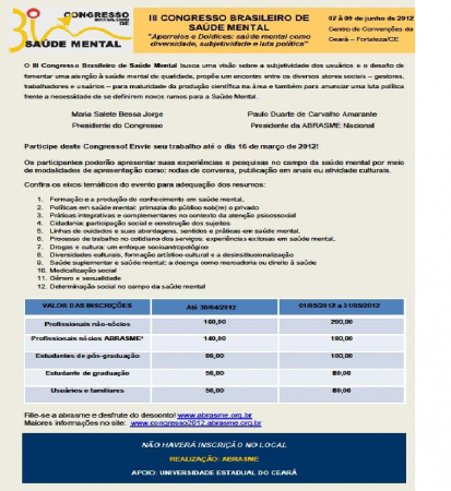 III Congresso Brasileiro de Saúde Mental